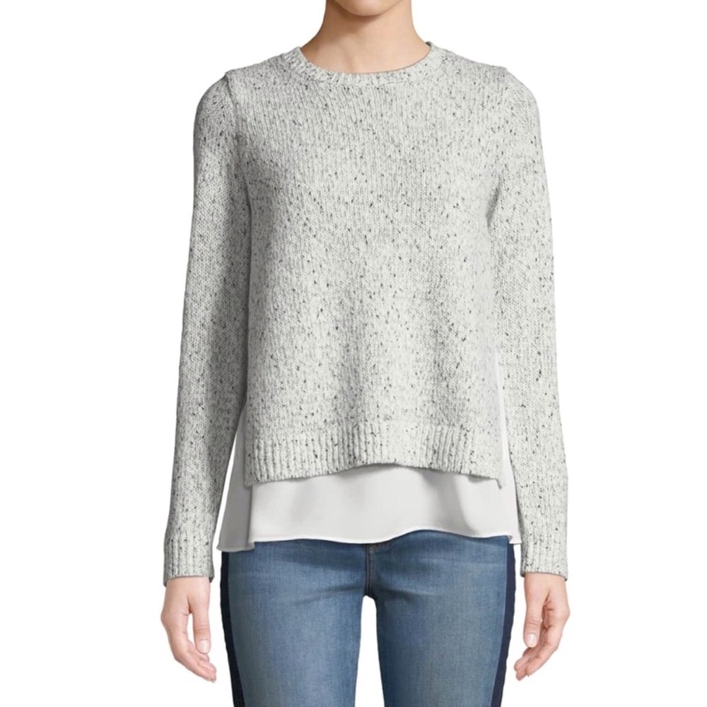 Club Monaco Kaelen Twofer Shirt and Sweater Gray Marled Knit